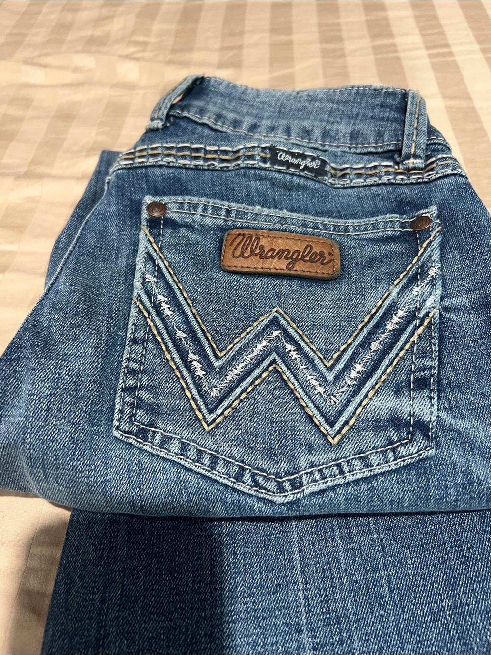 Wrangler Women's Light Blue Boot Cut Jeans with W Pocket Stitching